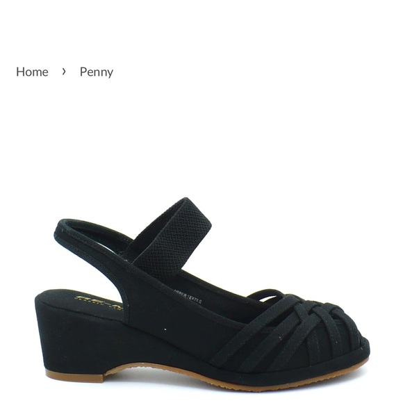Re- Mix Vintage Shoes Shoes - Re- mix vintage shoes Penny canvas peep toe wedges
